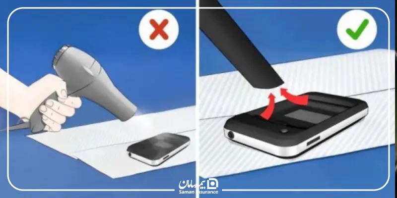 برای خشک کردن گوشی از جاروبرقی با مکش کم استفاده کنید.