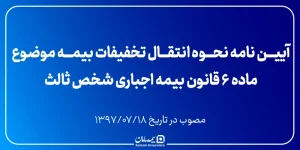 آيين نامه نحوه انتقال تخفيفات بيمه موضوع ماده 6 قانون بيمه اجبارى شخص ثالث